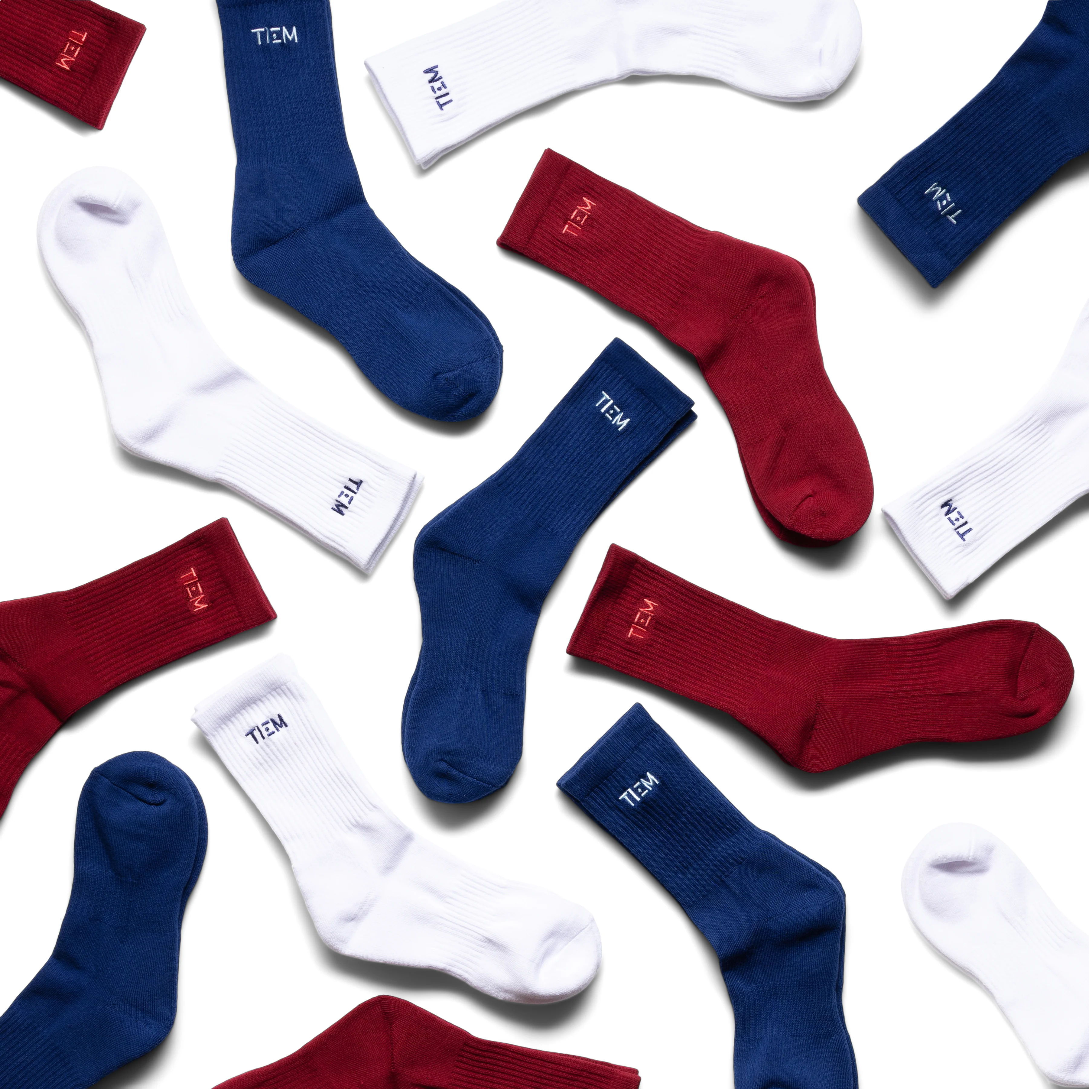 Cotton Crew Socks - Merlot/Pink - Image 4