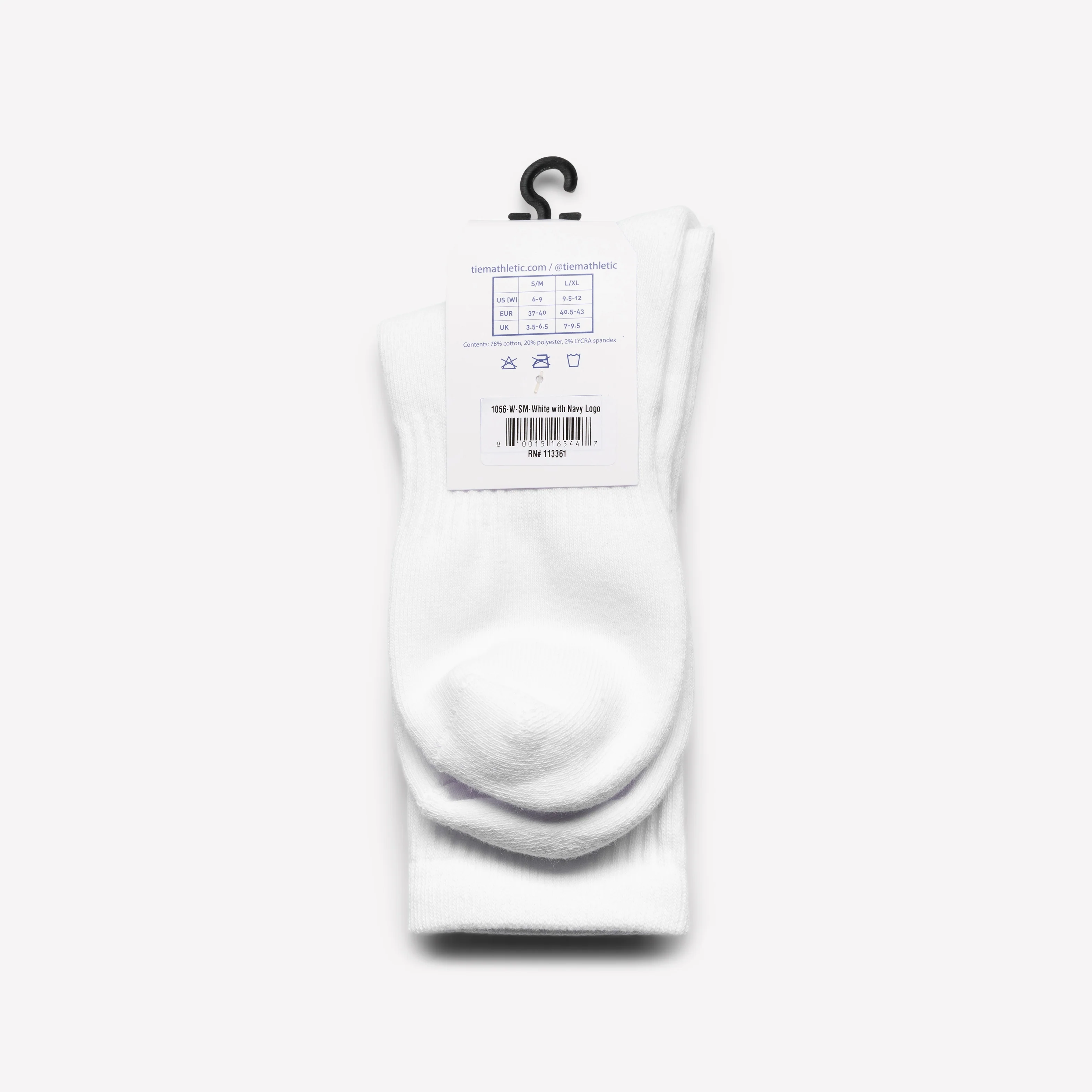 Cotton Crew Socks - White/Navy - Image 3