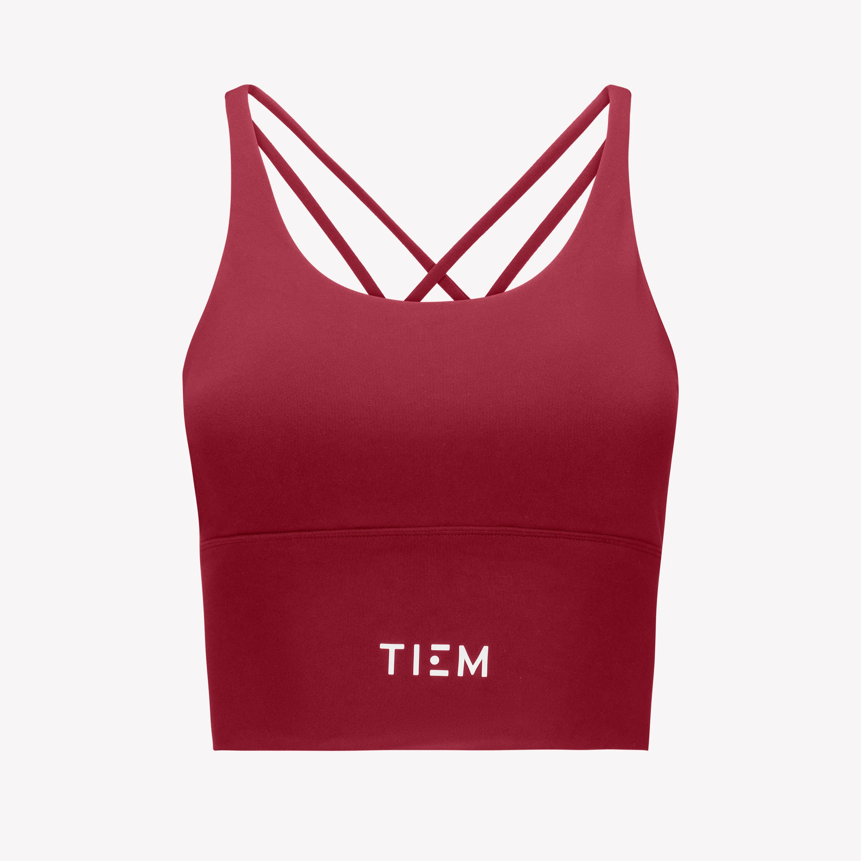 Strappy Sports Bra - Merlot/White - Image 3