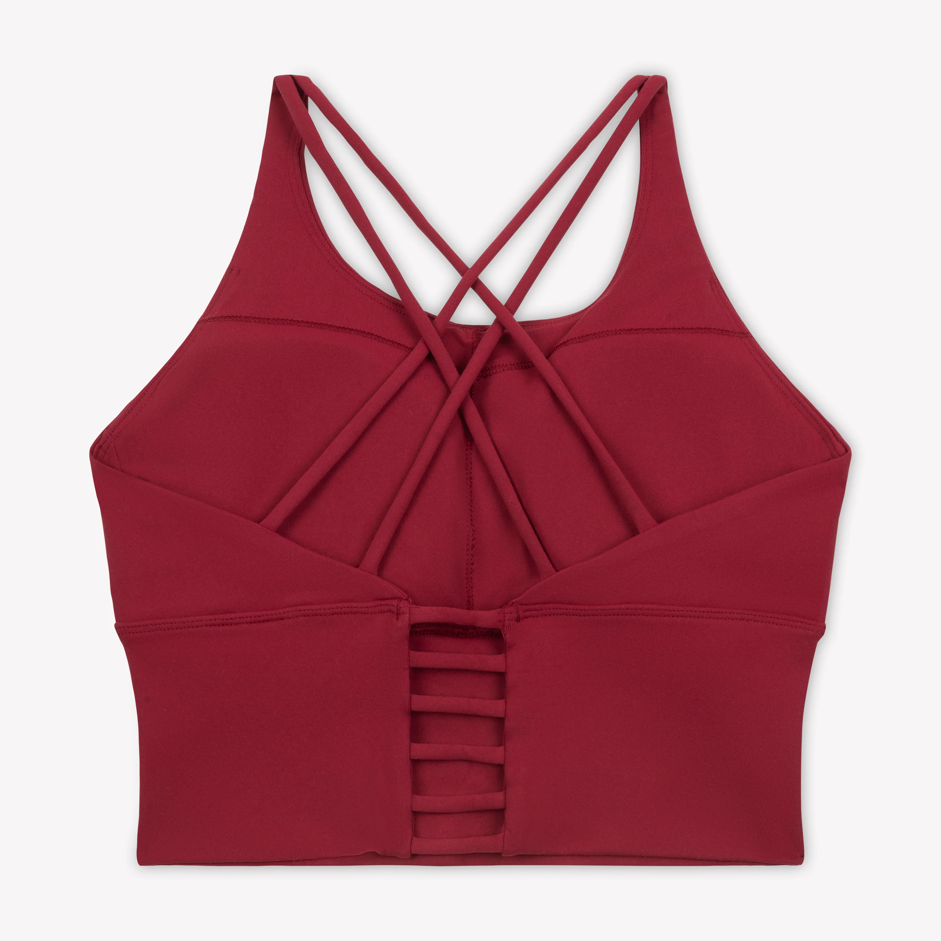 Strappy Sports Bra - Merlot/White - Image 4