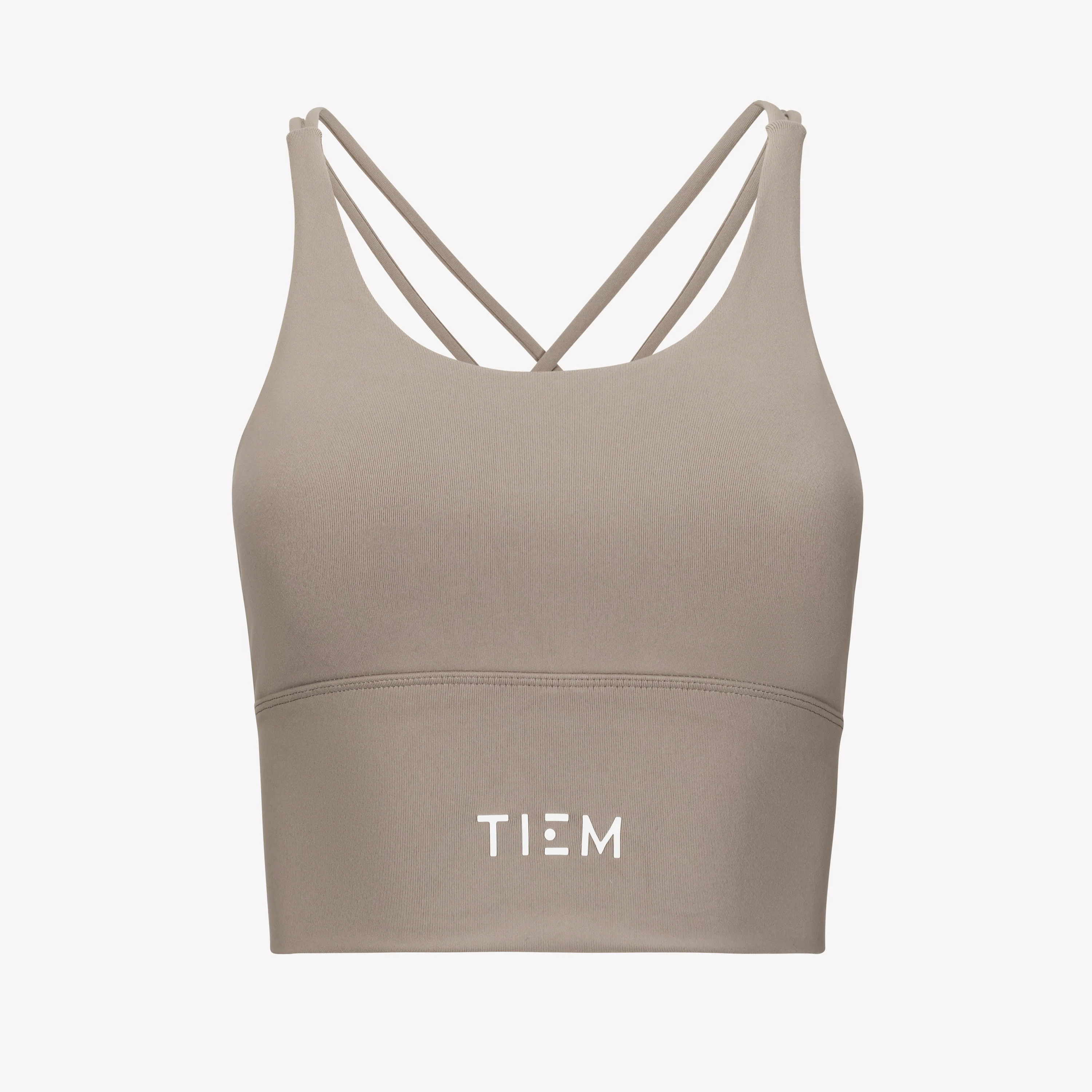 Strappy Sports Bra - Taupe/White - Image 3