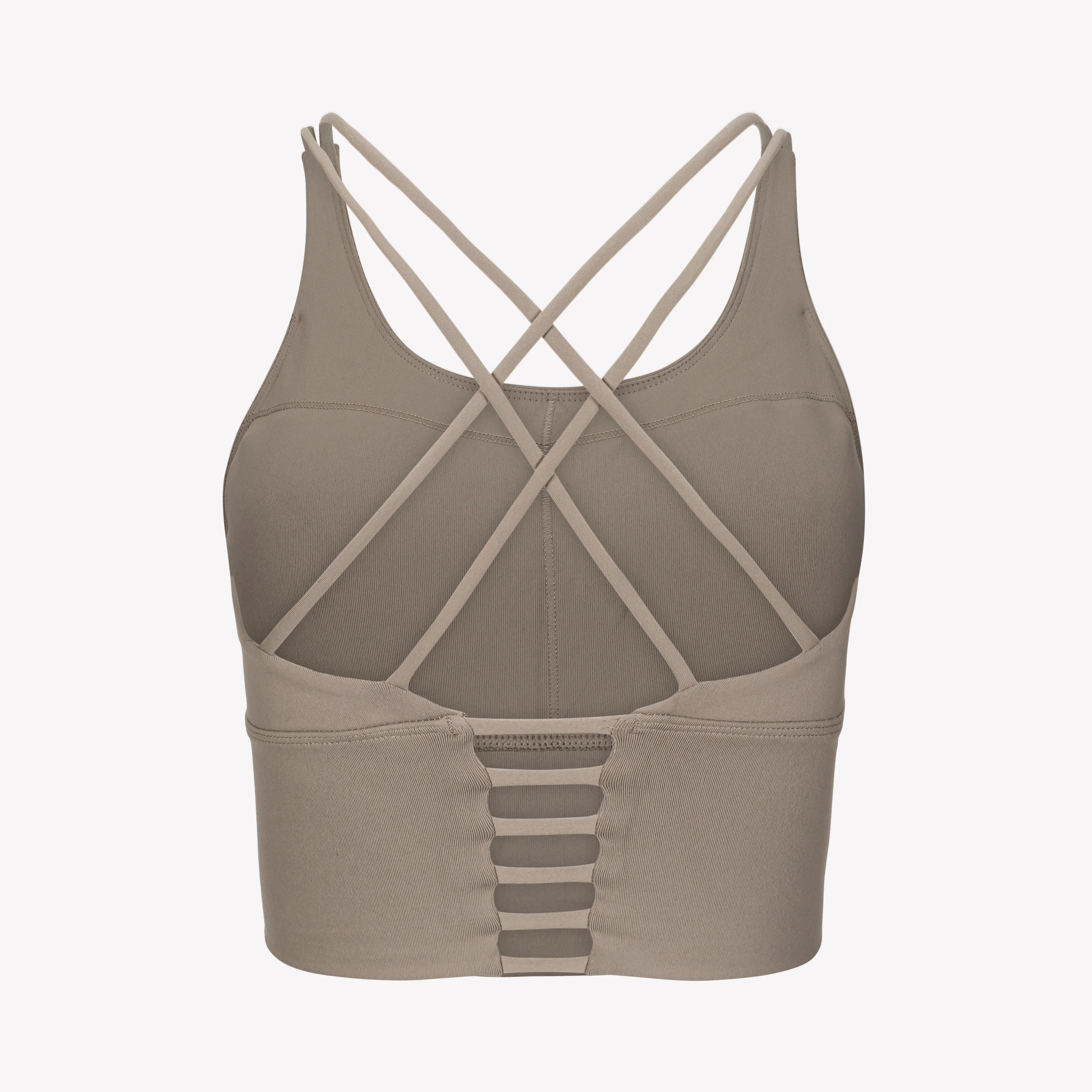 Strappy Sports Bra - Taupe/White - Image 4