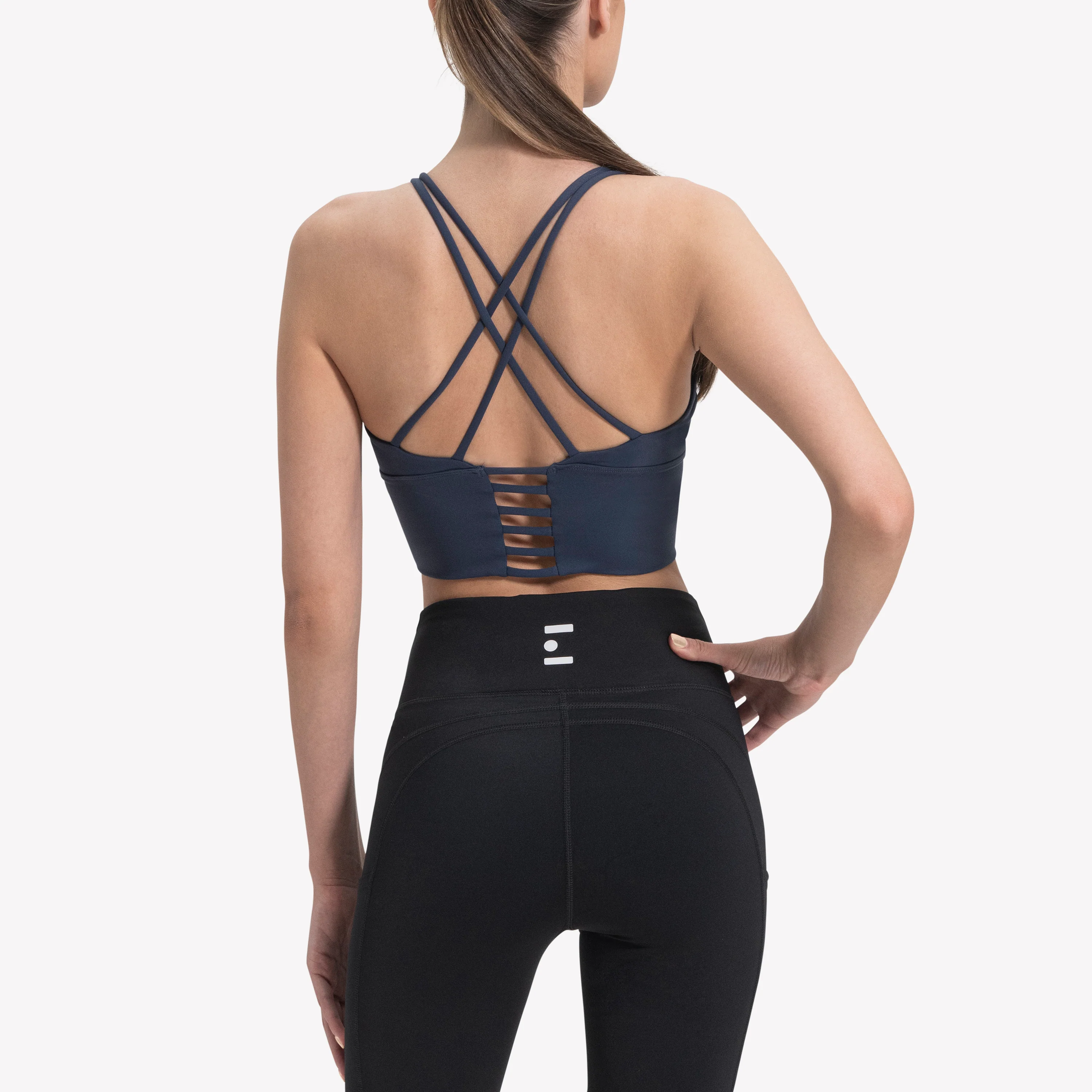 Strappy Sports Bra - Navy/White - Image 2